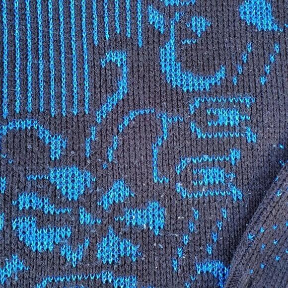 Vintage Ellen-D Kollection Black Blue Knit Sweater Metallic 80s 90s - Picture 3 of 3